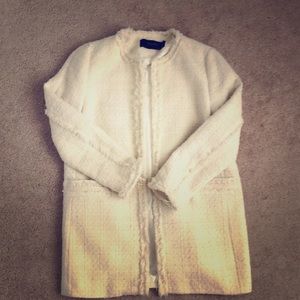 Zara woven cream white light coat
